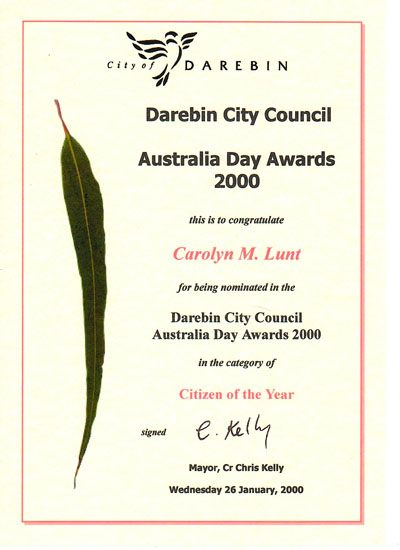 Carolyn Lunt Australia Day Award